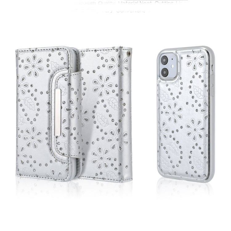For iPhone 11 Separable Maple Leaf Flower Litchi Texture Flip Leather Case with Holder & Card Slot & Wallet & Lanyard