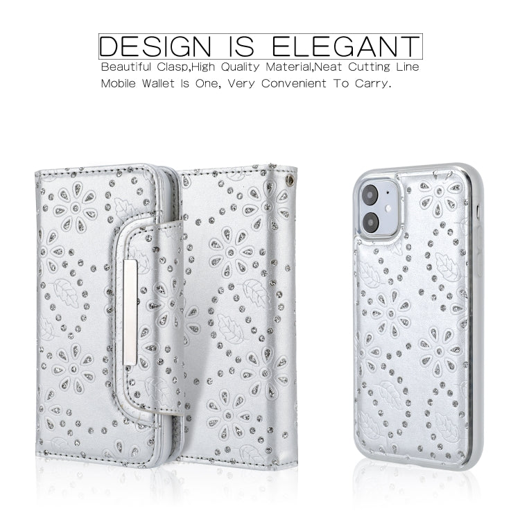 For iPhone 11 Separable Maple Leaf Flower Litchi Texture Flip Leather Case with Holder & Card Slot & Wallet & Lanyard