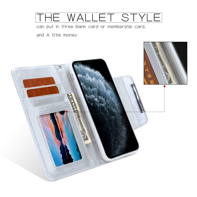 For iPhone 11 Separable Maple Leaf Flower Litchi Texture Flip Leather Case with Holder & Card Slot & Wallet & Lanyard