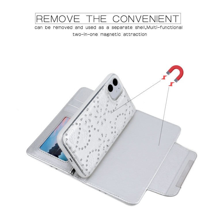 For iPhone 11 Separable Maple Leaf Flower Litchi Texture Flip Leather Case with Holder & Card Slot & Wallet & Lanyard