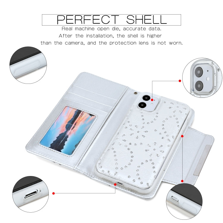 For iPhone 11 Separable Maple Leaf Flower Litchi Texture Flip Leather Case with Holder & Card Slot & Wallet & Lanyard