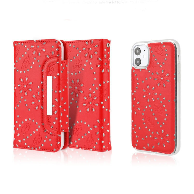 For iPhone 11 Separable Maple Leaf Flower Litchi Texture Flip Leather Case with Holder & Card Slot & Wallet & Lanyard