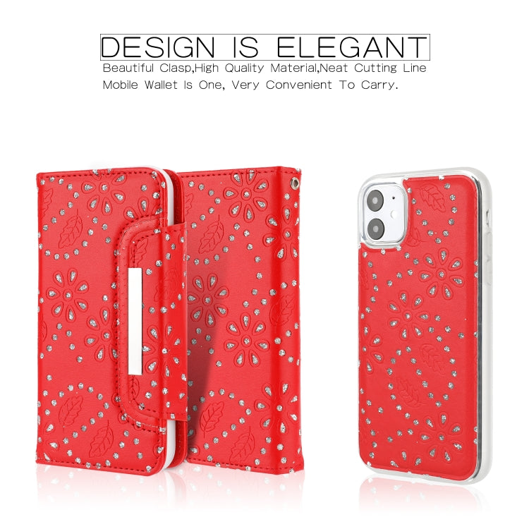 For iPhone 11 Separable Maple Leaf Flower Litchi Texture Flip Leather Case with Holder & Card Slot & Wallet & Lanyard