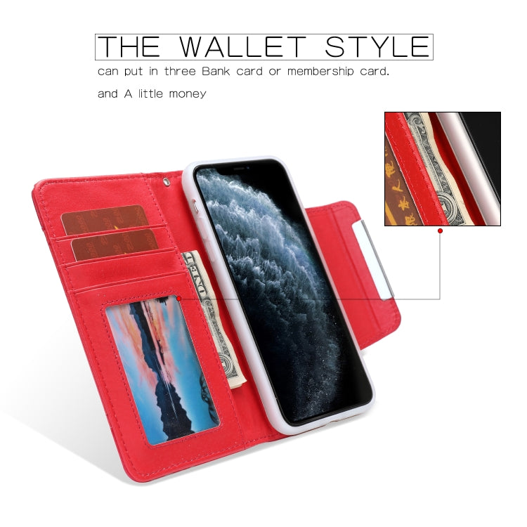 For iPhone 11 Separable Maple Leaf Flower Litchi Texture Flip Leather Case with Holder & Card Slot & Wallet & Lanyard