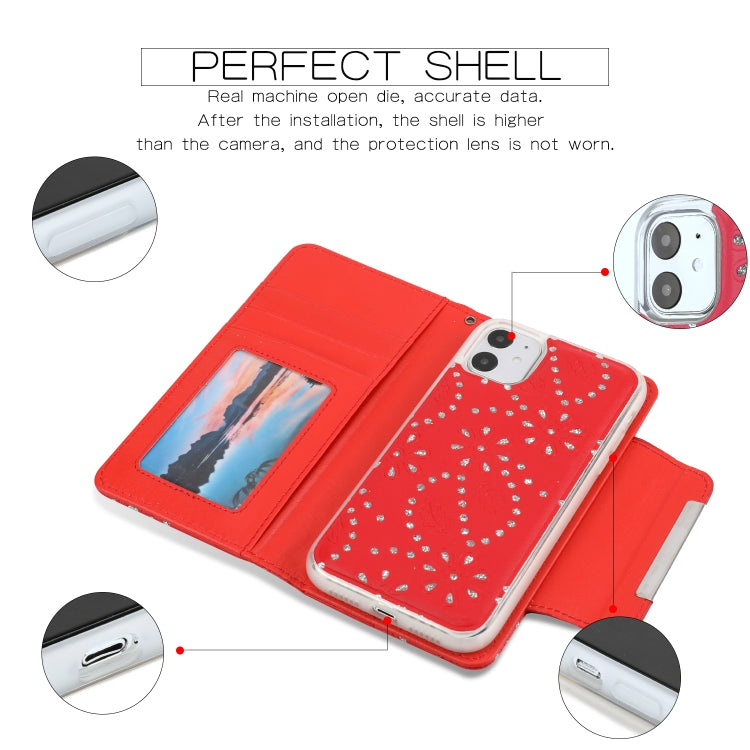For iPhone 11 Separable Maple Leaf Flower Litchi Texture Flip Leather Case with Holder & Card Slot & Wallet & Lanyard