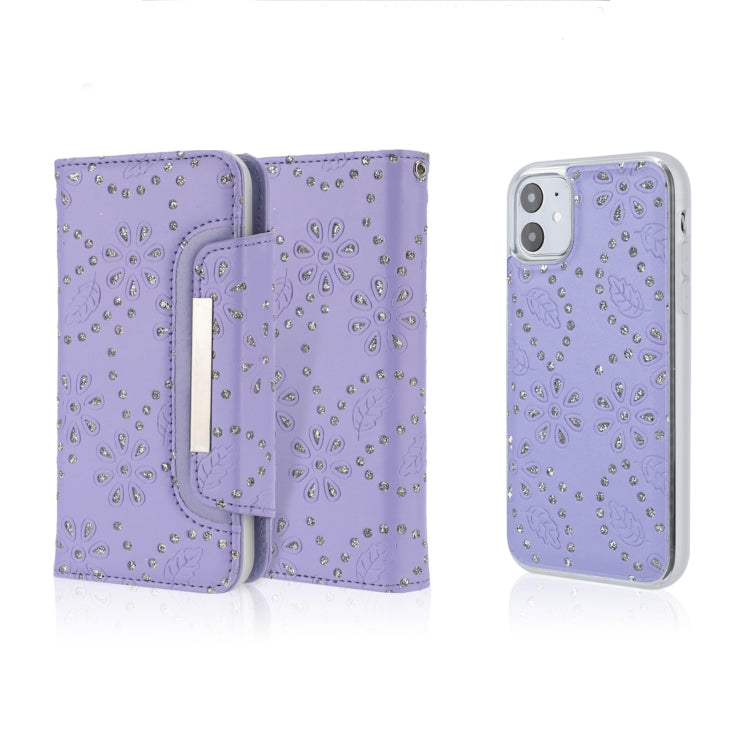 For iPhone 11 Separable Maple Leaf Flower Litchi Texture Flip Leather Case with Holder & Card Slot & Wallet & Lanyard