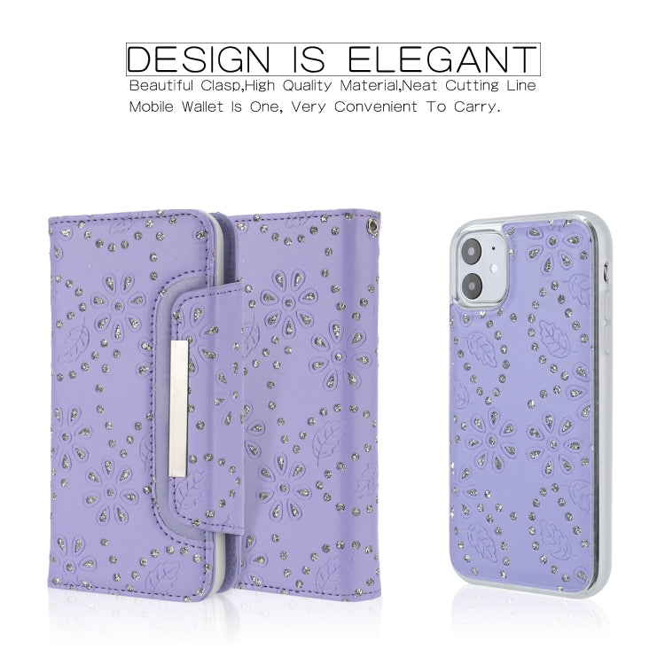 For iPhone 11 Separable Maple Leaf Flower Litchi Texture Flip Leather Case with Holder & Card Slot & Wallet & Lanyard