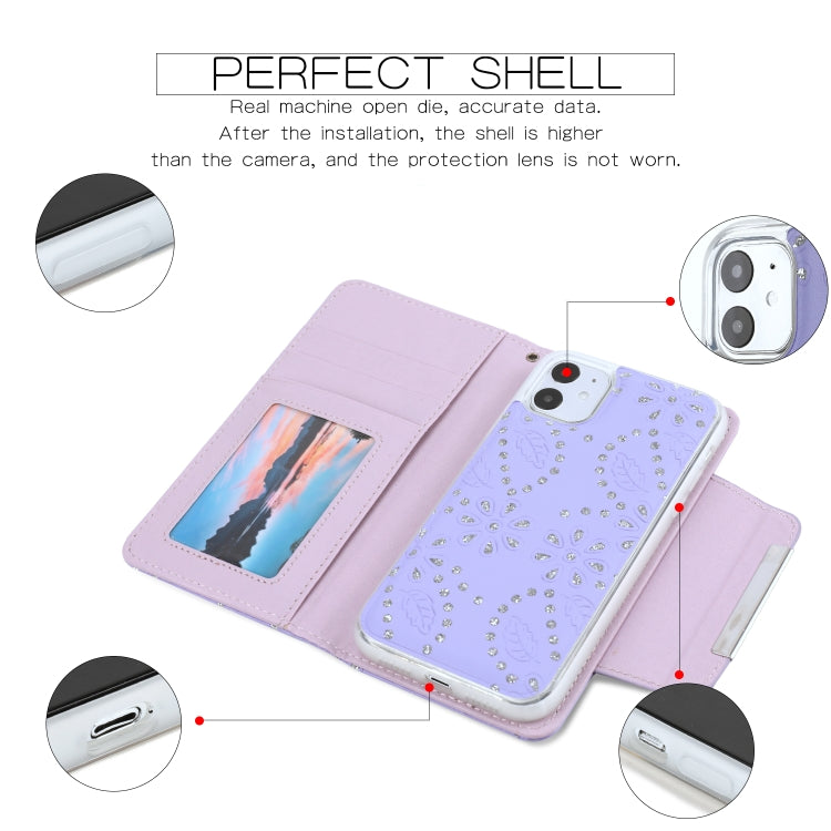 For iPhone 11 Separable Maple Leaf Flower Litchi Texture Flip Leather Case with Holder & Card Slot & Wallet & Lanyard