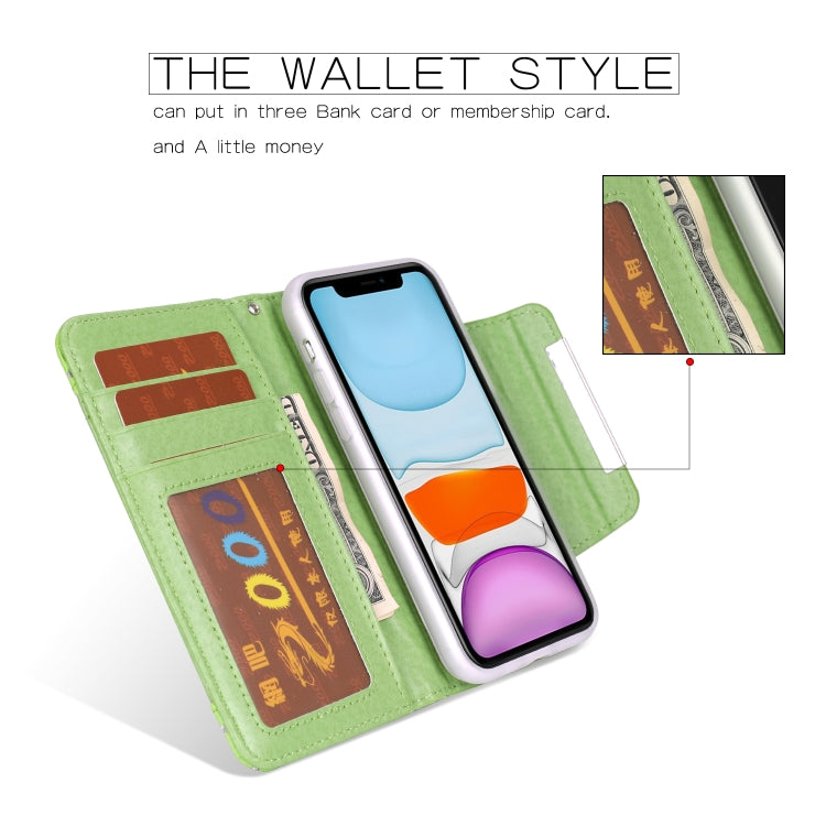 For iPhone 11 Pro Separable Maple Leaf Flower Litchi Texture Flip Leather Case with Holder & Card Slot & Wallet & Lanyard