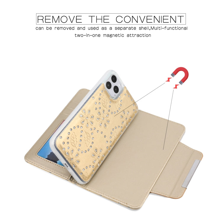 For iPhone 11 Pro Separable Maple Leaf Flower Litchi Texture Flip Leather Case with Holder & Card Slot & Wallet & Lanyard