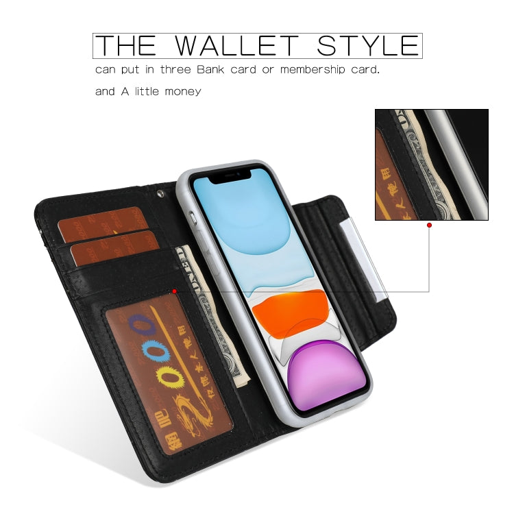For iPhone 11 Pro Separable Maple Leaf Flower Litchi Texture Flip Leather Case with Holder & Card Slot & Wallet & Lanyard