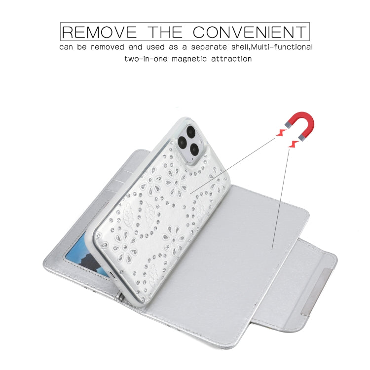For iPhone 11 Pro Separable Maple Leaf Flower Litchi Texture Flip Leather Case with Holder & Card Slot & Wallet & Lanyard