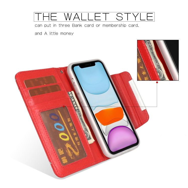 For iPhone 11 Pro Separable Maple Leaf Flower Litchi Texture Flip Leather Case with Holder & Card Slot & Wallet & Lanyard