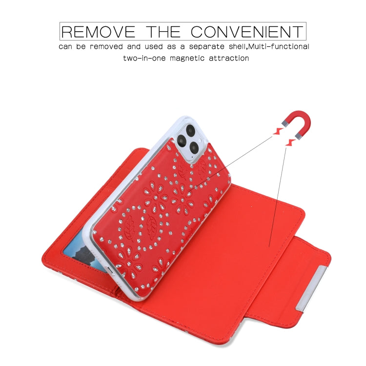 For iPhone 11 Pro Separable Maple Leaf Flower Litchi Texture Flip Leather Case with Holder & Card Slot & Wallet & Lanyard