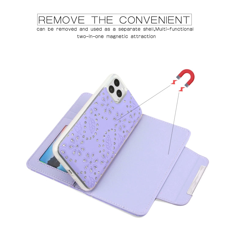 For iPhone 11 Pro Separable Maple Leaf Flower Litchi Texture Flip Leather Case with Holder & Card Slot & Wallet & Lanyard