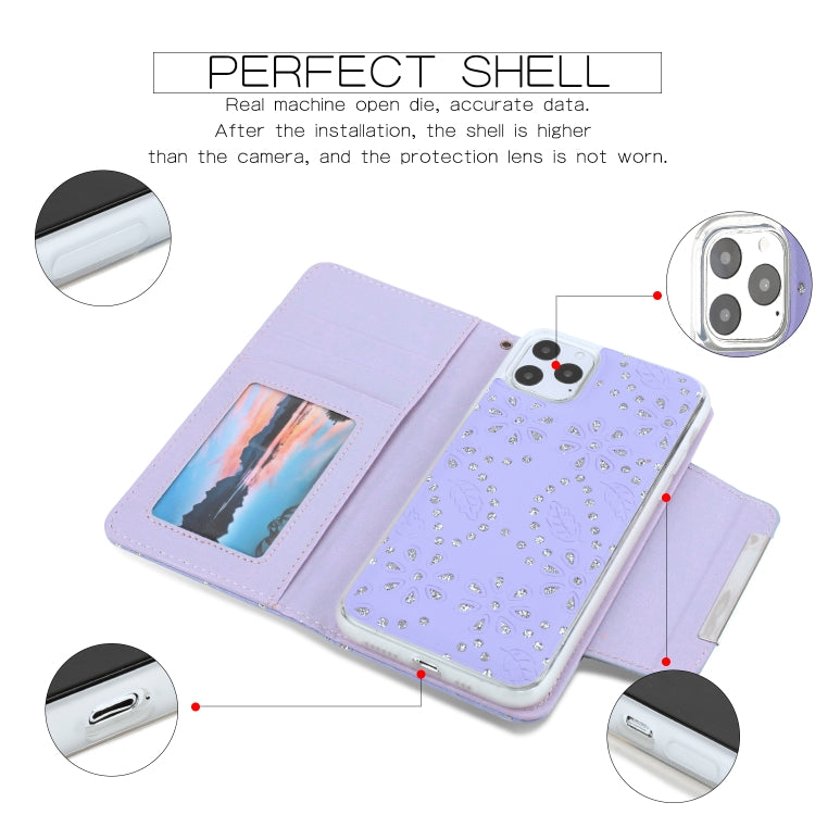 For iPhone 11 Pro Separable Maple Leaf Flower Litchi Texture Flip Leather Case with Holder & Card Slot & Wallet & Lanyard