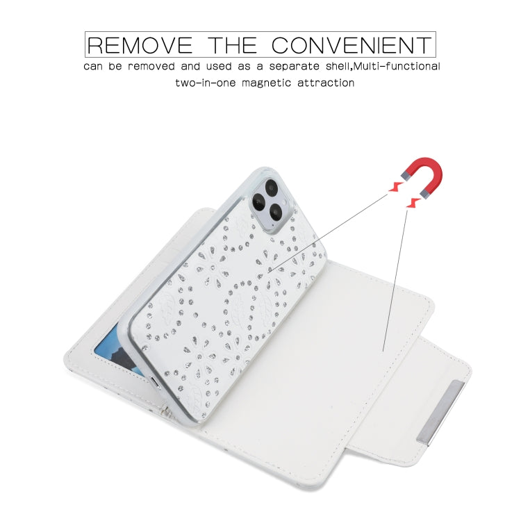 For iPhone 11 Pro Max Separable Maple Leaf Flower Litchi Texture Flip Leather Case with Holder & Card Slot & Wallet & Lanyard