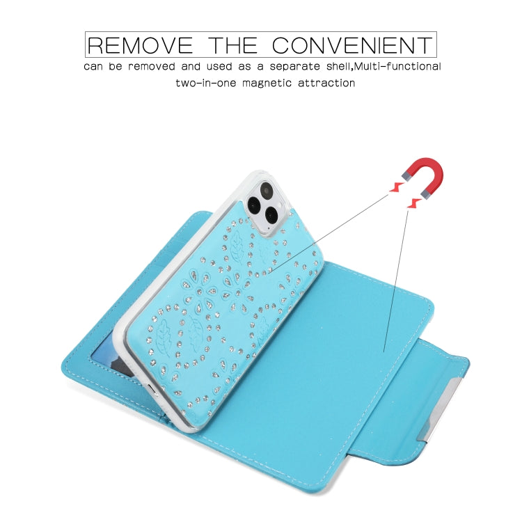 For iPhone 11 Pro Max Separable Maple Leaf Flower Litchi Texture Flip Leather Case with Holder & Card Slot & Wallet & Lanyard