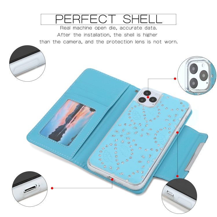 For iPhone 11 Pro Max Separable Maple Leaf Flower Litchi Texture Flip Leather Case with Holder & Card Slot & Wallet & Lanyard