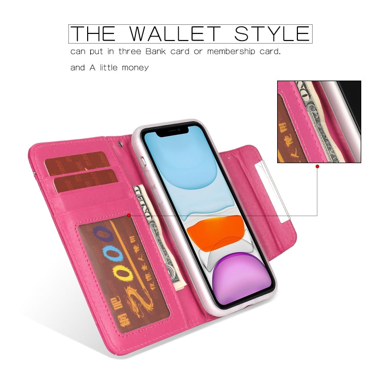 For iPhone 11 Pro Max Separable Maple Leaf Flower Litchi Texture Flip Leather Case with Holder & Card Slot & Wallet & Lanyard