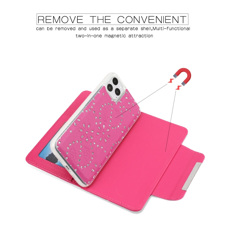 For iPhone 11 Pro Max Separable Maple Leaf Flower Litchi Texture Flip Leather Case with Holder & Card Slot & Wallet & Lanyard