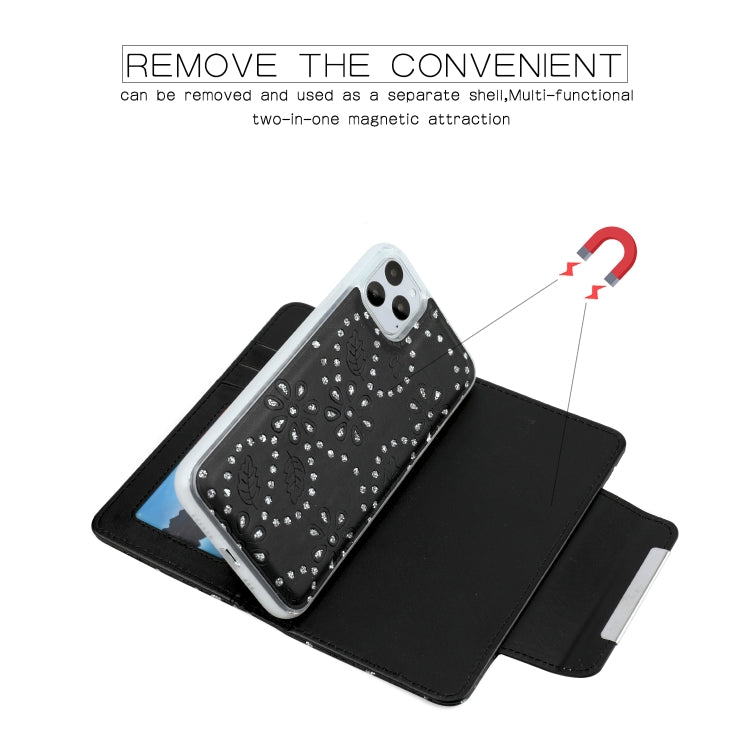 For iPhone 11 Pro Max Separable Maple Leaf Flower Litchi Texture Flip Leather Case with Holder & Card Slot & Wallet & Lanyard