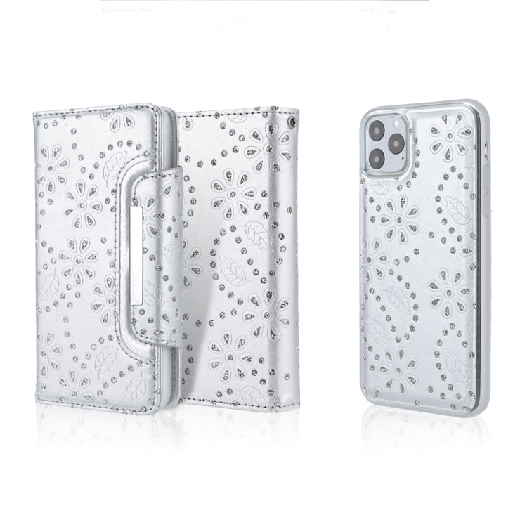 For iPhone 11 Pro Max Separable Maple Leaf Flower Litchi Texture Flip Leather Case with Holder & Card Slot & Wallet & Lanyard