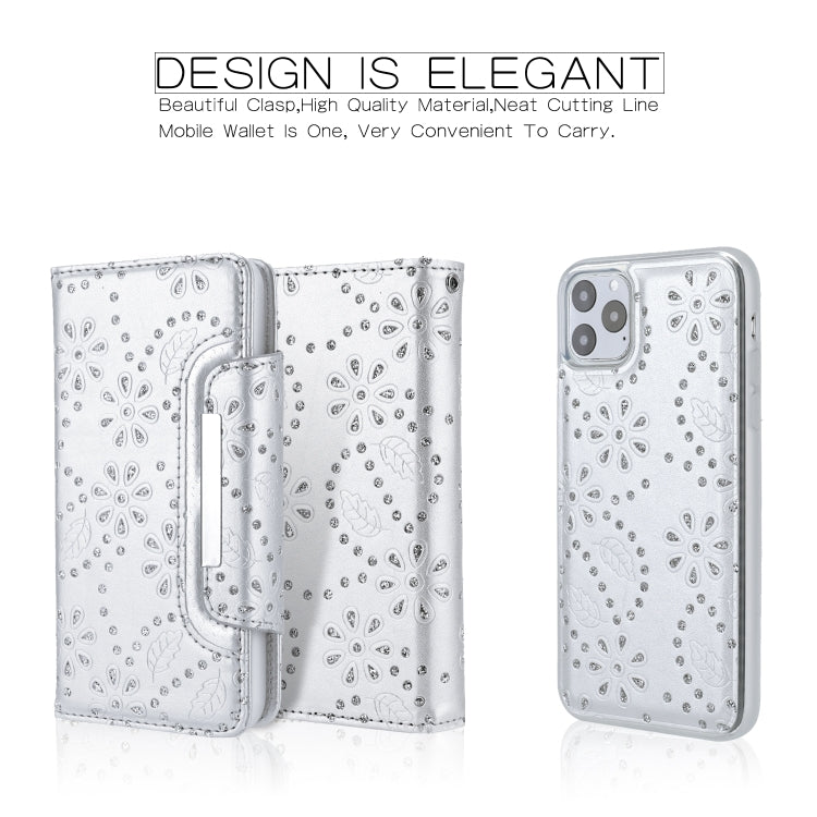 For iPhone 11 Pro Max Separable Maple Leaf Flower Litchi Texture Flip Leather Case with Holder & Card Slot & Wallet & Lanyard