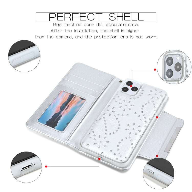 For iPhone 11 Pro Max Separable Maple Leaf Flower Litchi Texture Flip Leather Case with Holder & Card Slot & Wallet & Lanyard