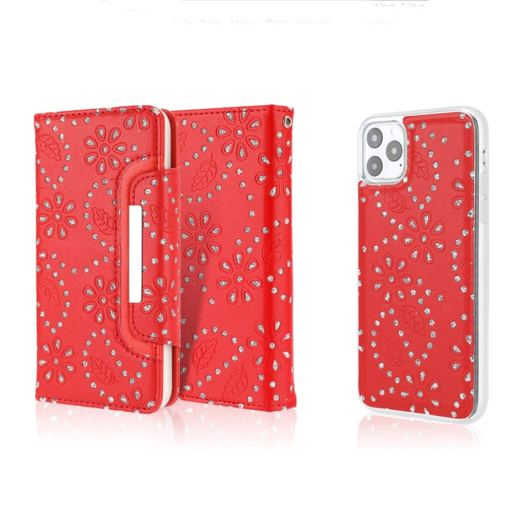 For iPhone 11 Pro Max Separable Maple Leaf Flower Litchi Texture Flip Leather Case with Holder & Card Slot & Wallet & Lanyard