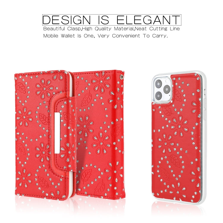 For iPhone 11 Pro Max Separable Maple Leaf Flower Litchi Texture Flip Leather Case with Holder & Card Slot & Wallet & Lanyard