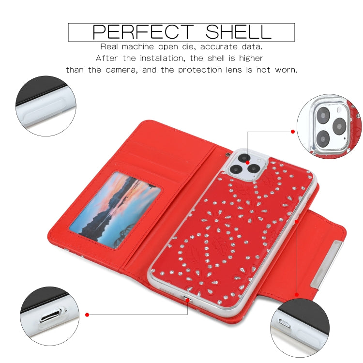For iPhone 11 Pro Max Separable Maple Leaf Flower Litchi Texture Flip Leather Case with Holder & Card Slot & Wallet & Lanyard