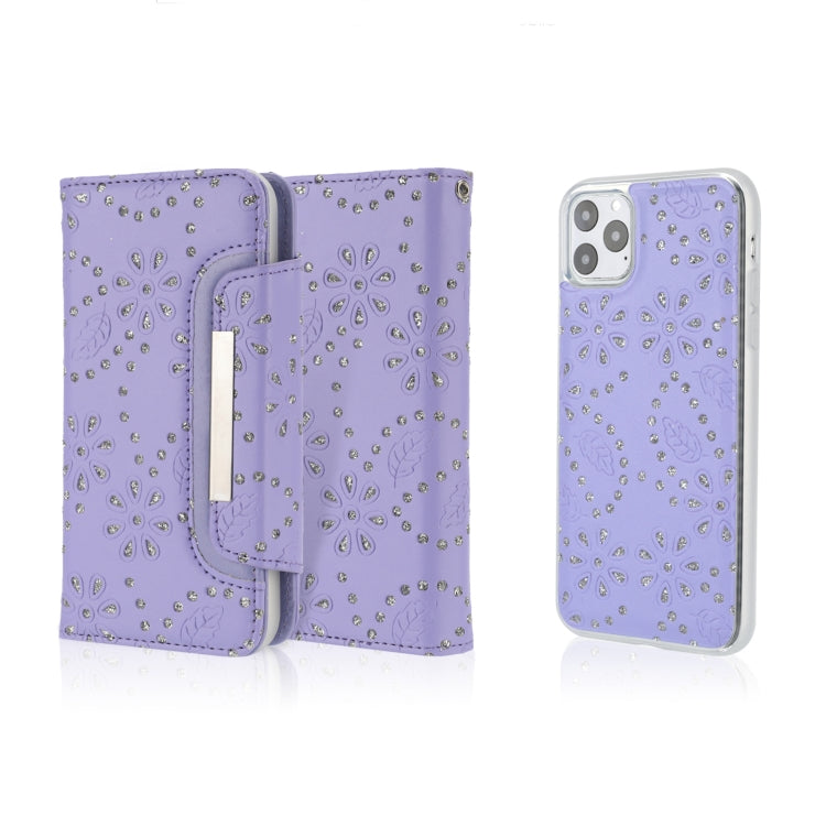 For iPhone 11 Pro Max Separable Maple Leaf Flower Litchi Texture Flip Leather Case with Holder & Card Slot & Wallet & Lanyard