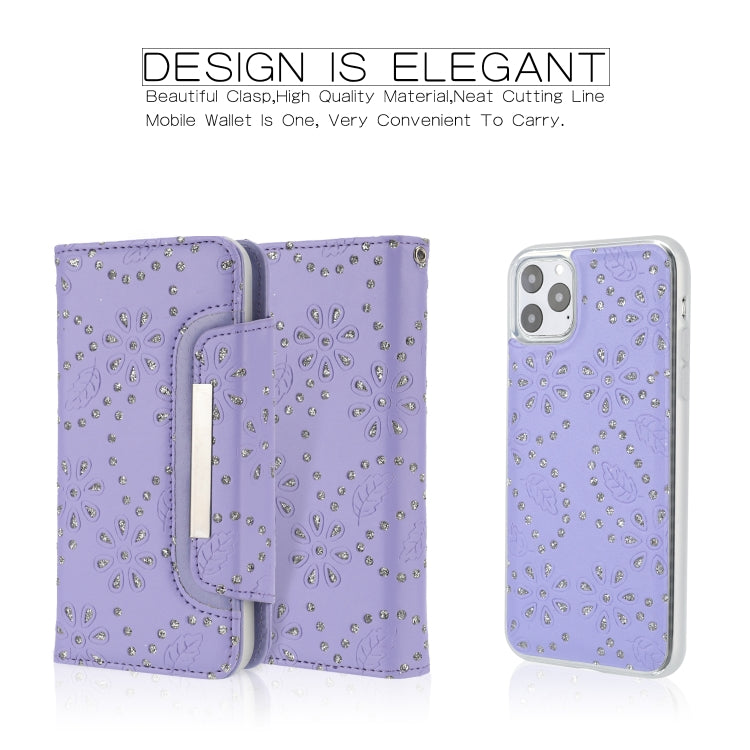 For iPhone 11 Pro Max Separable Maple Leaf Flower Litchi Texture Flip Leather Case with Holder & Card Slot & Wallet & Lanyard