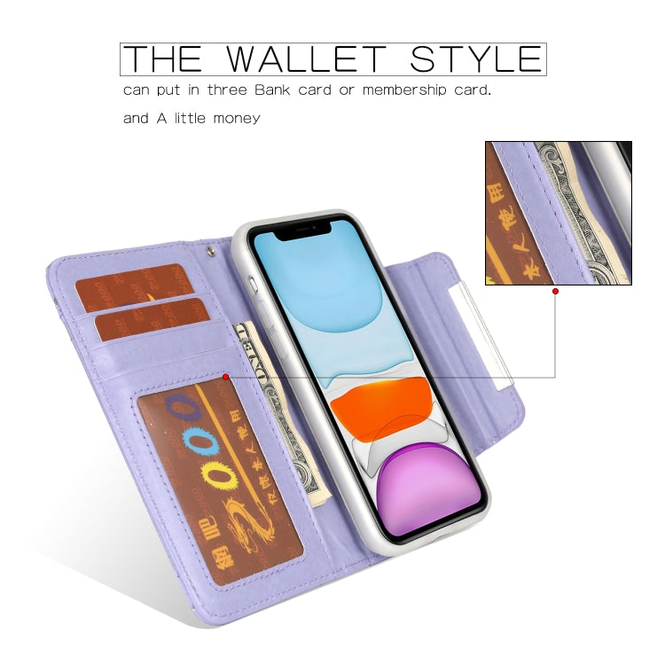 For iPhone 11 Pro Max Separable Maple Leaf Flower Litchi Texture Flip Leather Case with Holder & Card Slot & Wallet & Lanyard