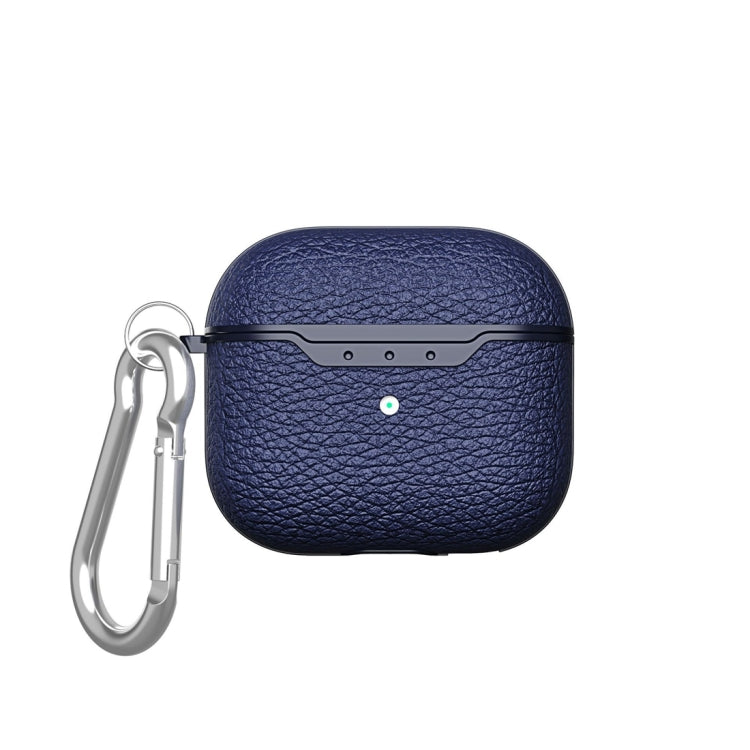 Litchi Texture Leather Anti-fall Earphones Protective Case with Hook For AirPods 3