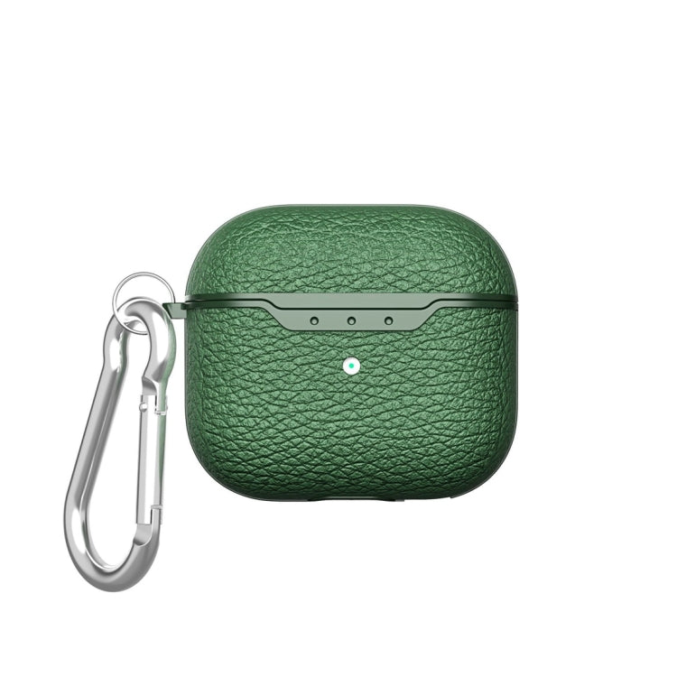 Litchi Texture Leather Anti-fall Earphones Protective Case with Hook For AirPods 3