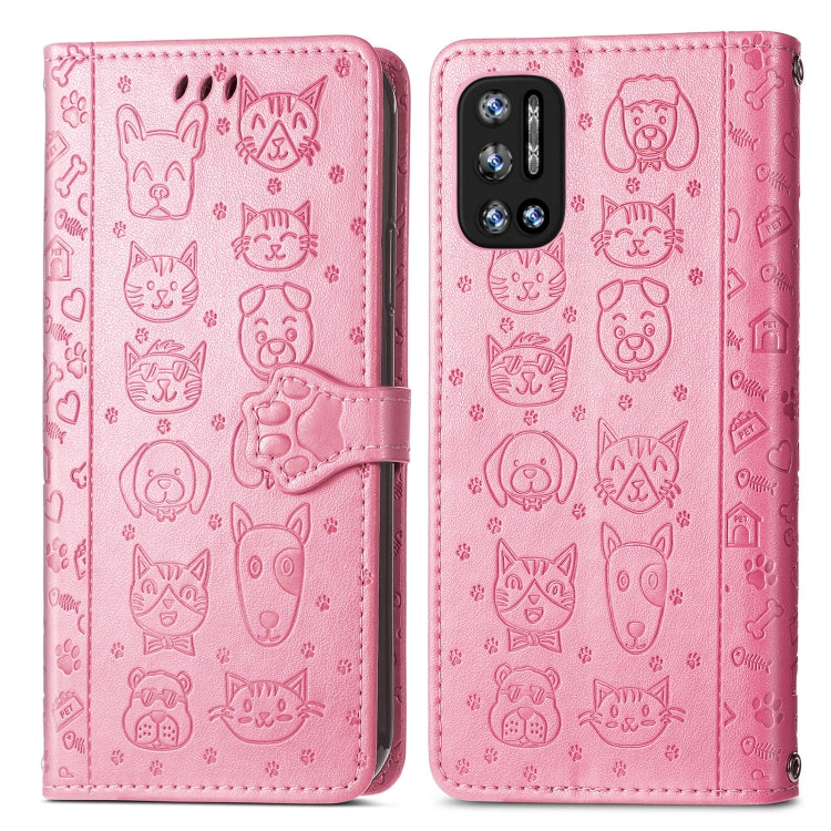For Doogee N40 Pro Cat and Dog Embossed Horizontal Flip Phone Leather Case with Holder & Card Slot & Wallet & Lanyard
