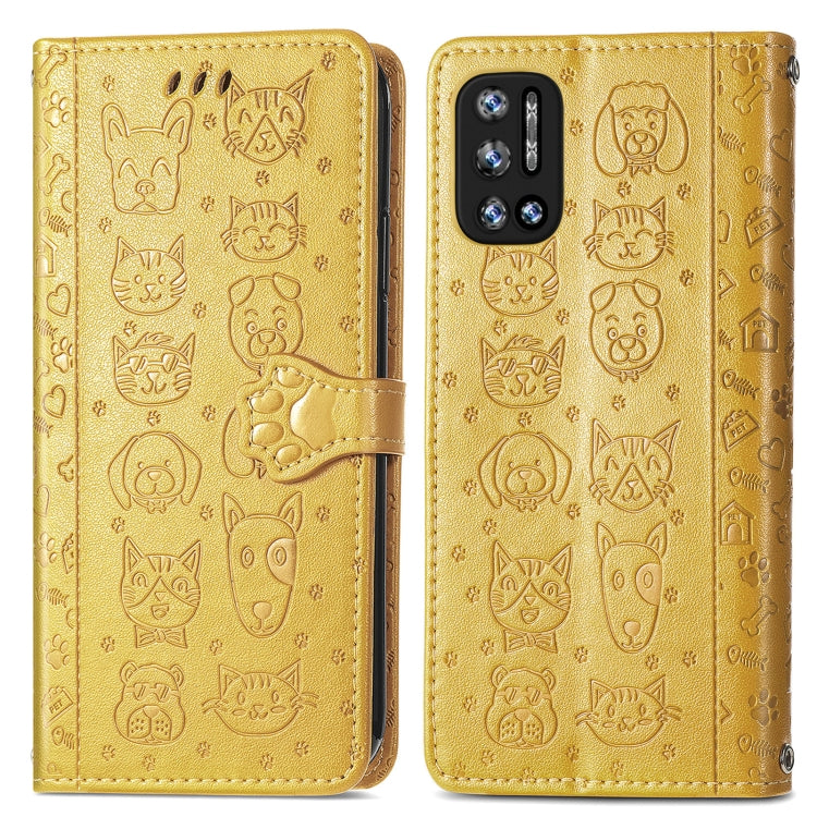 For Doogee N40 Pro Cat and Dog Embossed Horizontal Flip Phone Leather Case with Holder & Card Slot & Wallet & Lanyard
