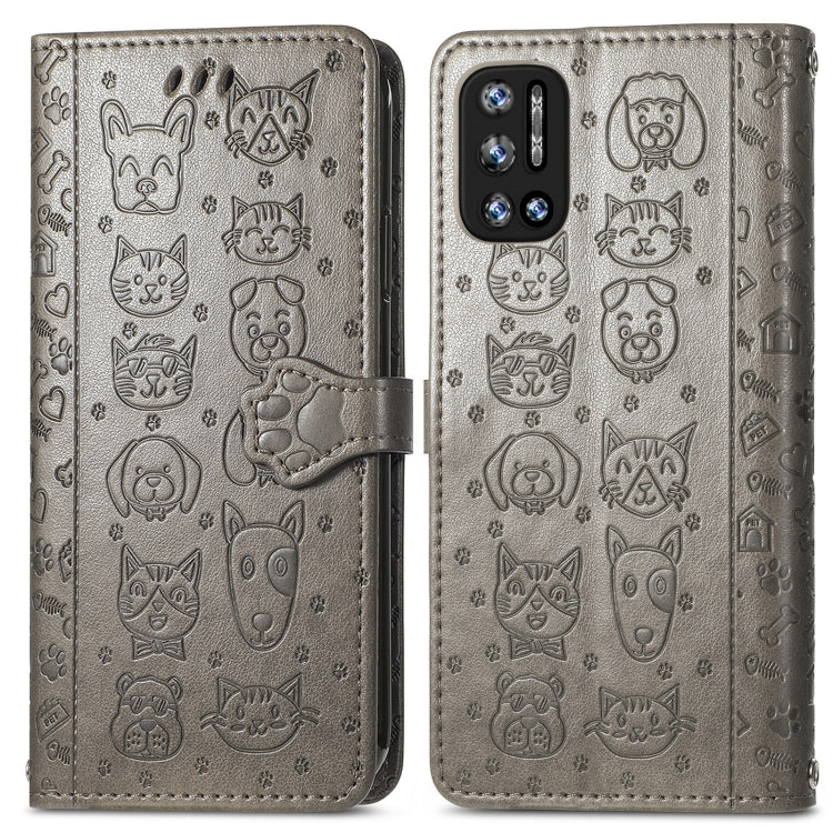 For Doogee N40 Pro Cat and Dog Embossed Horizontal Flip Phone Leather Case with Holder & Card Slot & Wallet & Lanyard
