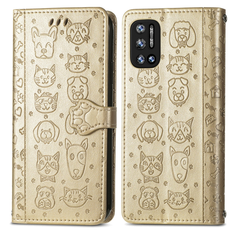 For Doogee N40 Pro Cat and Dog Embossed Horizontal Flip Phone Leather Case with Holder & Card Slot & Wallet & Lanyard