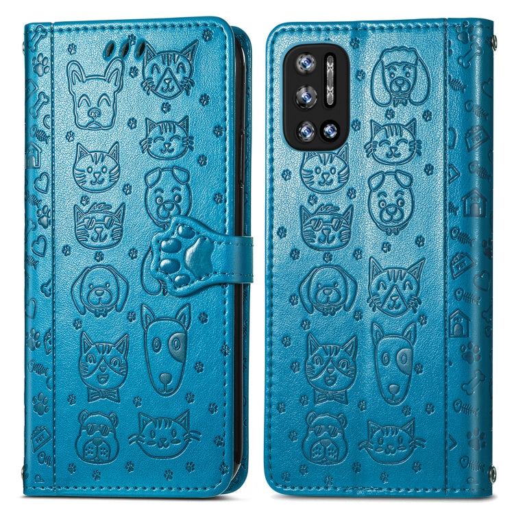 For Doogee N40 Pro Cat and Dog Embossed Horizontal Flip Phone Leather Case with Holder & Card Slot & Wallet & Lanyard