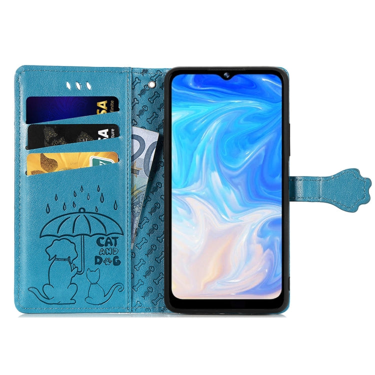For Doogee N40 Pro Cat and Dog Embossed Horizontal Flip Phone Leather Case with Holder & Card Slot & Wallet & Lanyard