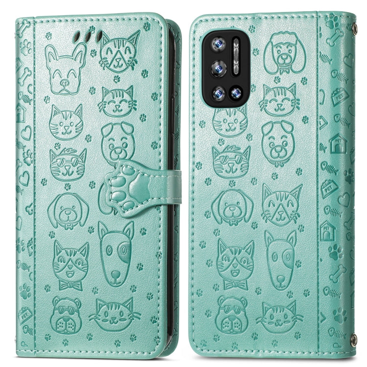 For Doogee N40 Pro Cat and Dog Embossed Horizontal Flip Phone Leather Case with Holder & Card Slot & Wallet & Lanyard