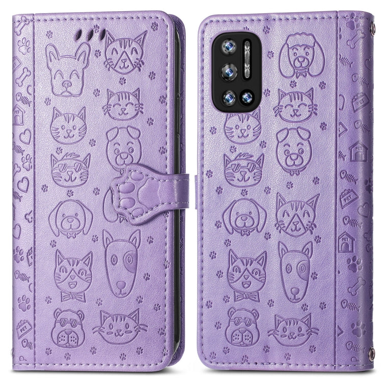 For Doogee N40 Pro Cat and Dog Embossed Horizontal Flip Phone Leather Case with Holder & Card Slot & Wallet & Lanyard