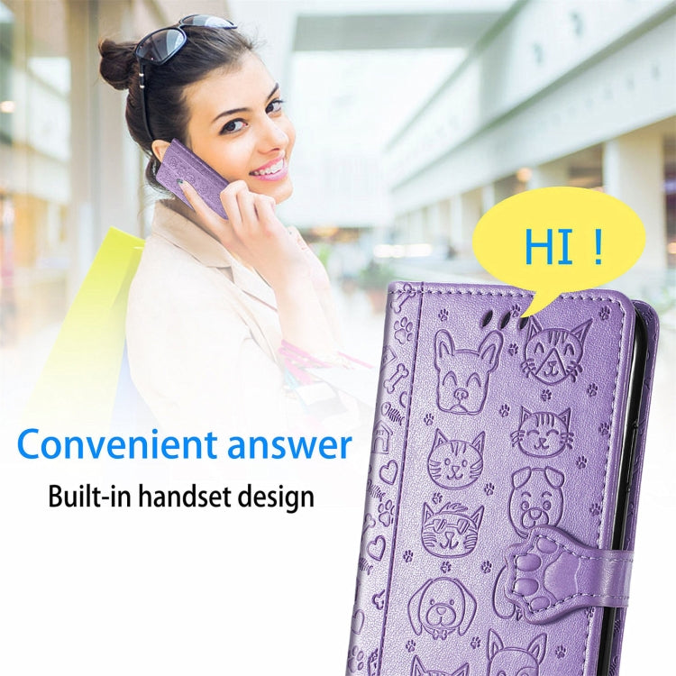 For Doogee N40 Pro Cat and Dog Embossed Horizontal Flip Phone Leather Case with Holder & Card Slot & Wallet & Lanyard