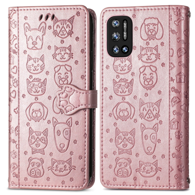 For Doogee N40 Pro Cat and Dog Embossed Horizontal Flip Phone Leather Case with Holder & Card Slot & Wallet & Lanyard