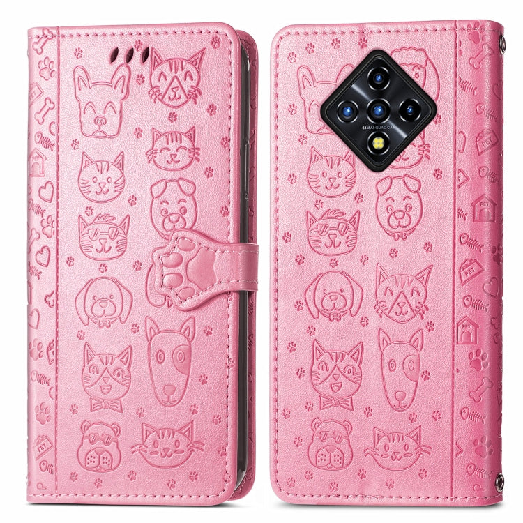 For Infinix Zero 8 Cat and Dog Embossed Horizontal Flip Phone Leather Case with Holder & Card Slot & Wallet & Lanyard