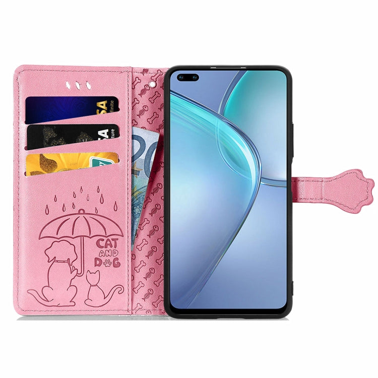 For Infinix Zero 8 Cat and Dog Embossed Horizontal Flip Phone Leather Case with Holder & Card Slot & Wallet & Lanyard