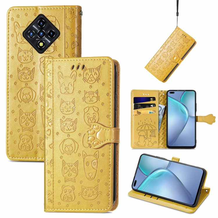 For Infinix Zero 8 Cat and Dog Embossed Horizontal Flip Phone Leather Case with Holder & Card Slot & Wallet & Lanyard